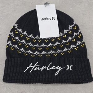 Hurley Cuffed Beanie Hat Black Color‎ One Size W Vail Model Surf Skate Wear